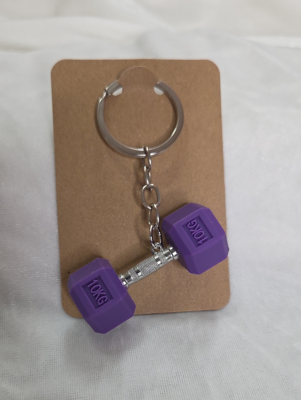 Purple Dumbbell Weight Keychain Bag Charm Fitness Weightlifting Gym Athletic